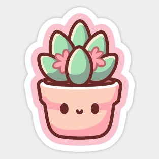 Cute Succulent Tiny Kawaii Cactus House Plant | Kawaii Plant Illustration | Kawaii Style Sticker
